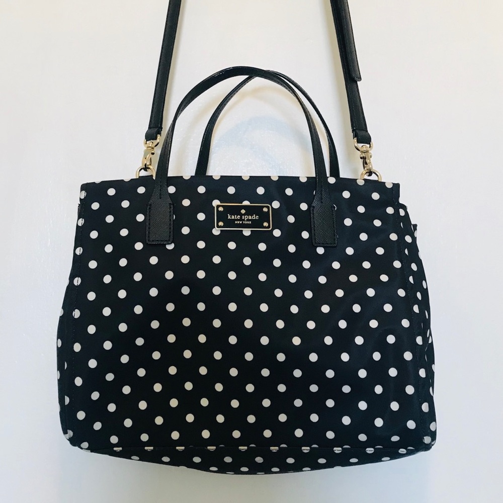 NWOT Kate Spade black and white polka dot purse